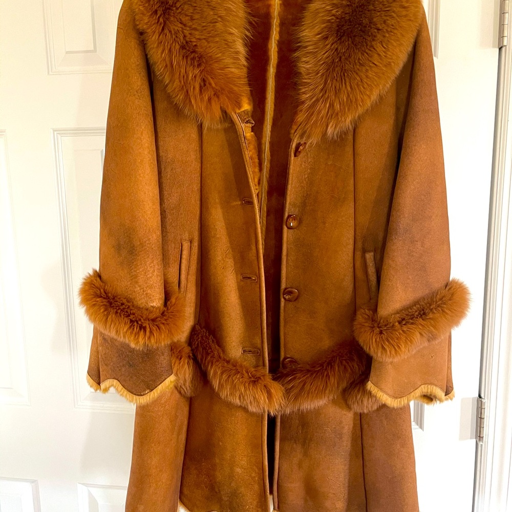 Charles Klein genuine leather and fur coat